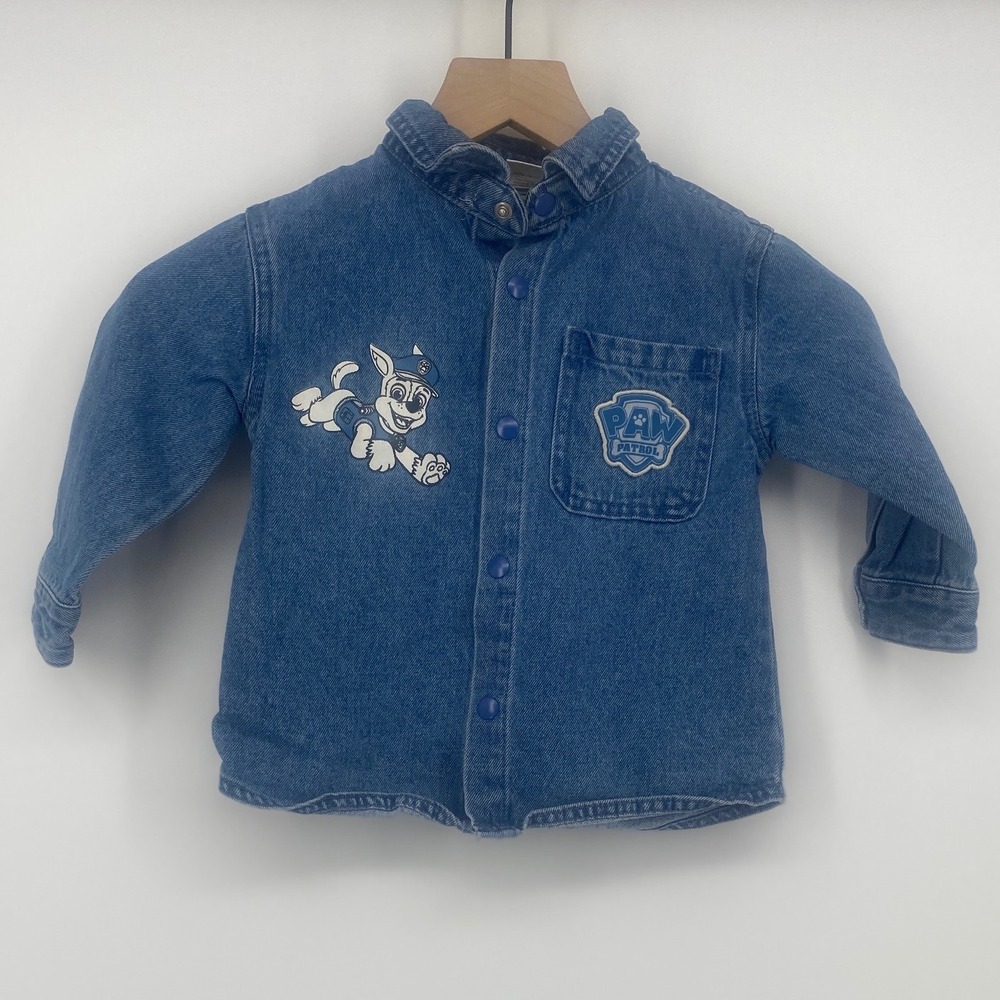 Paw Patrol Denim Jacket 2T Blue Graphic Snap Button Excellent